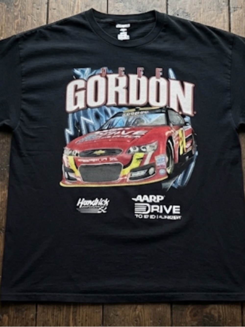 Nascar Jeff Gordon Black Tee with Red Racecar Graphic
